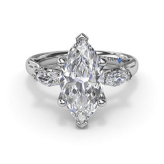 Marquise Three-Stone Diamond Engagement Ring