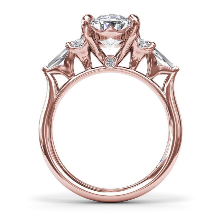 Oval Diamond Engagement Ring with Tapered Baguettes
