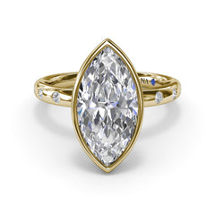 Bezel Set Marquise Diamond Engagement Ring