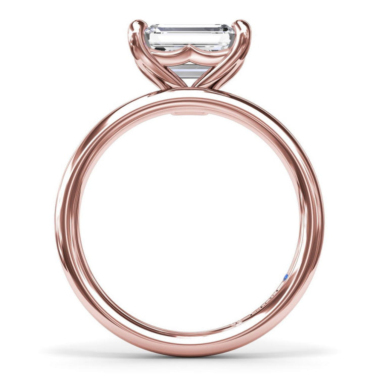 Offset Emerald-Cut Diamond Engagement Ring