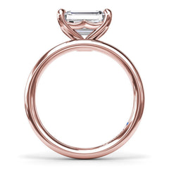 Offset Emerald-Cut Diamond Engagement Ring