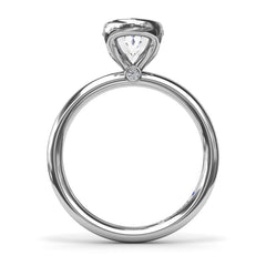 Half Bezel Oval Diamond Engagement Ring
