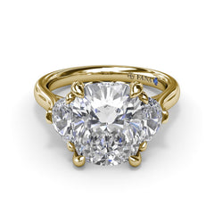 Three-Stone Half Moon Diamond Engagement Ring
