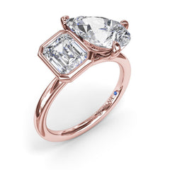 Toi et Moi Emerald Bezel and Pear Engagement Ring