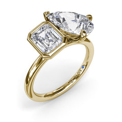 Toi et Moi Emerald Bezel and Pear Engagement Ring