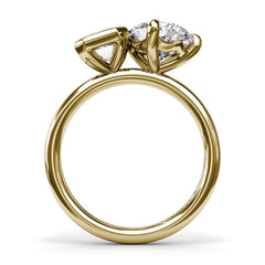 Toi et Moi Emerald Bezel and Pear Engagement Ring