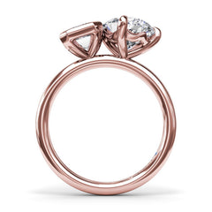 Toi et Moi Emerald Bezel and Pear Engagement Ring