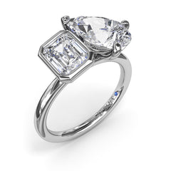 Toi et Moi Emerald Bezel and Pear Engagement Ring