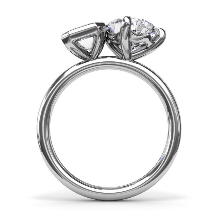 Toi et Moi Emerald Bezel and Pear Engagement Ring