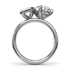Toi et Moi Emerald Bezel and Pear Engagement Ring