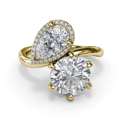 Toi et Moi Pear and Round Diamond Engagement Ring