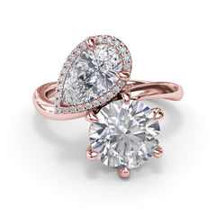 Toi et Moi Pear and Round Diamond Engagement Ring