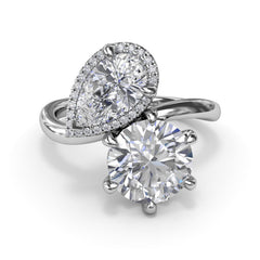 Toi et Moi Pear and Round Diamond Engagement Ring