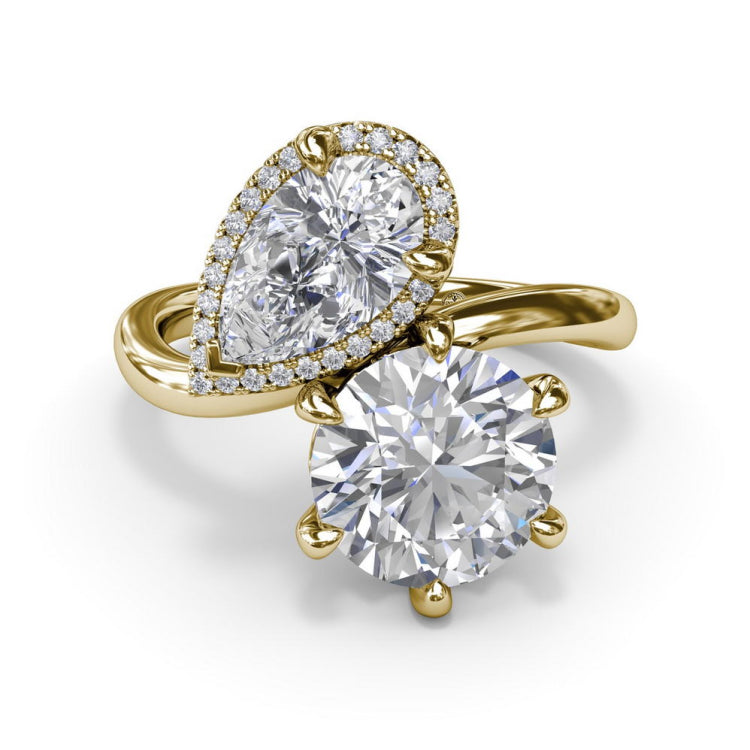 Toi et Moi Pear and Round Diamond Engagement Ring