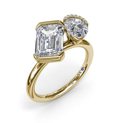 Toi et Moi Half Bezel Engagement Ring