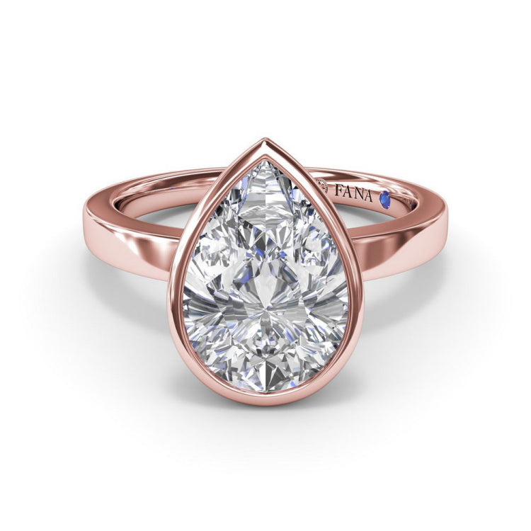 Bezel Set Pear Diamond Engagement Ring