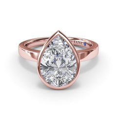 Bezel Set Pear Diamond Engagement Ring