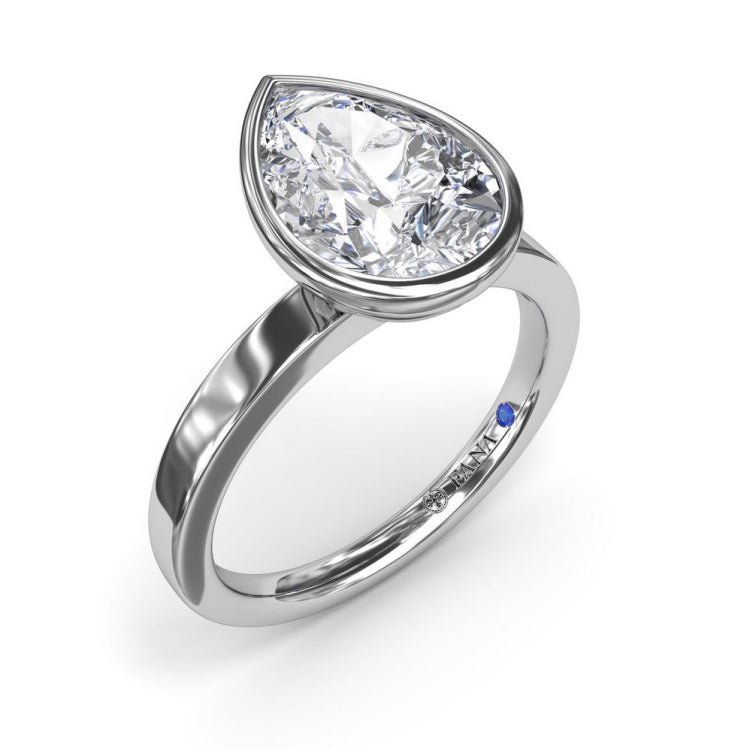 Bezel Set Pear Diamond Engagement Ring