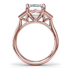 Three-Stone Trapezoid Diamond Engagement Ring