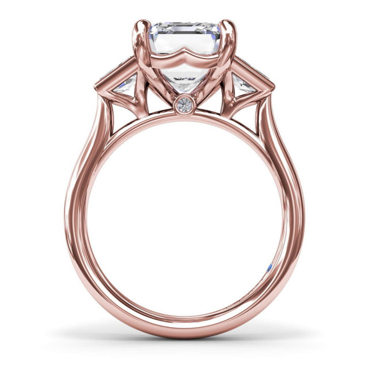 Three-Stone Trapezoid Diamond Engagement Ring