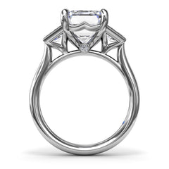 Three-Stone Trapezoid Diamond Engagement Ring