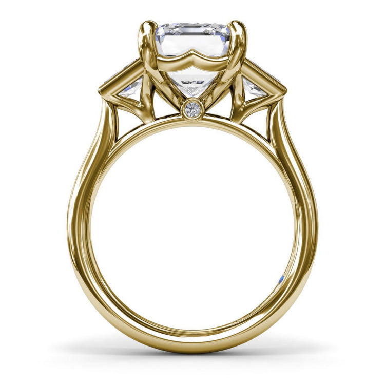 Three-Stone Trapezoid Diamond Engagement Ring