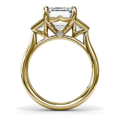 Three-Stone Trapezoid Diamond Engagement Ring