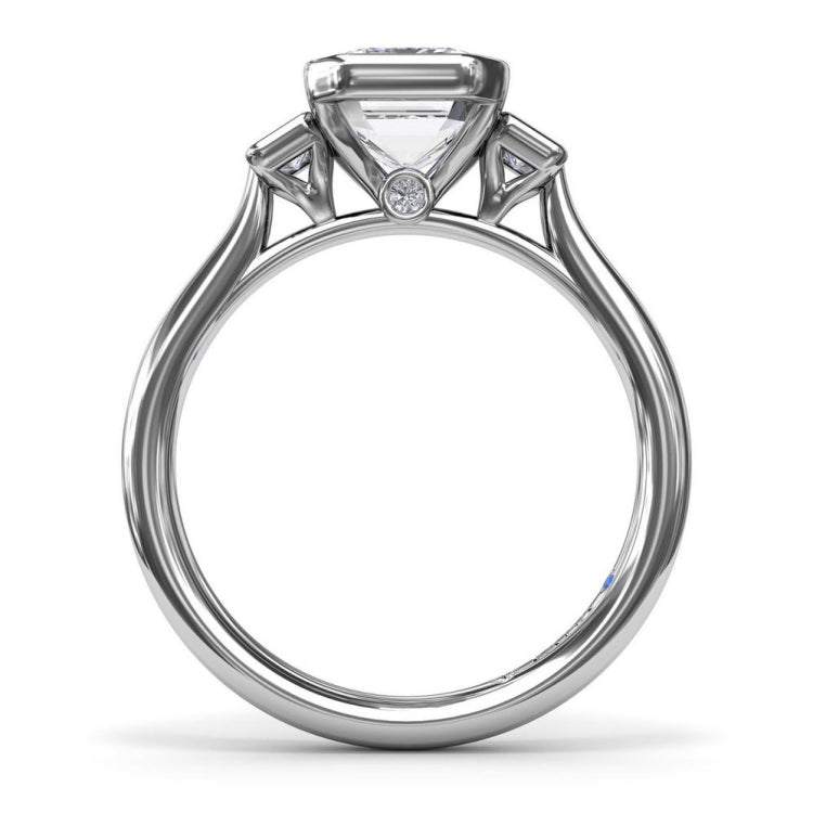 Three-Stone Emerald Cut Bezel Engagement Ring