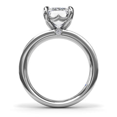 Wide Band Emerald Cut Diamond Engagement Ring