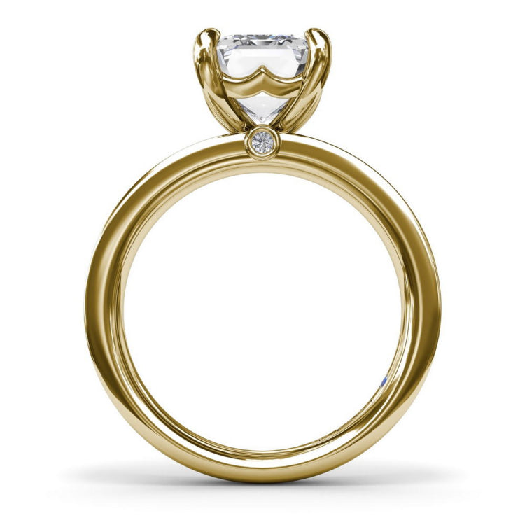 Wide Band Emerald Cut Diamond Engagement Ring
