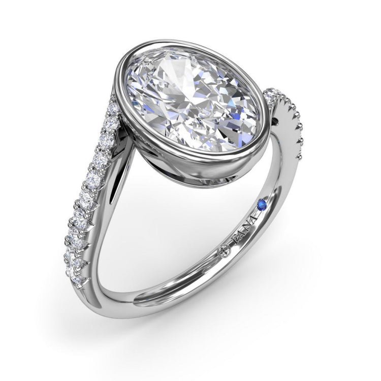 Bezel Set Oval Bypass Engagement Ring