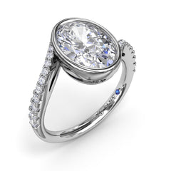 Bezel Set Oval Bypass Engagement Ring