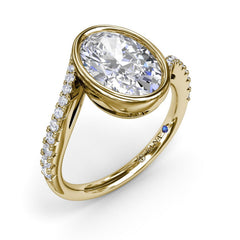 Bezel Set Oval Bypass Engagement Ring