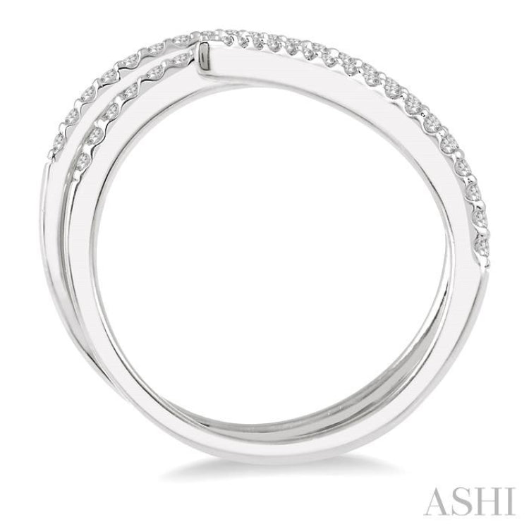 1/3 Ctw Double Spiral Open-End Round Cut Diamond Fashion Ring in 14K White Gold