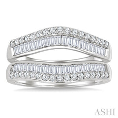 1 1/10 Ctw Baguette and Round Cut Diamond Insert Ring in 14K White Gold