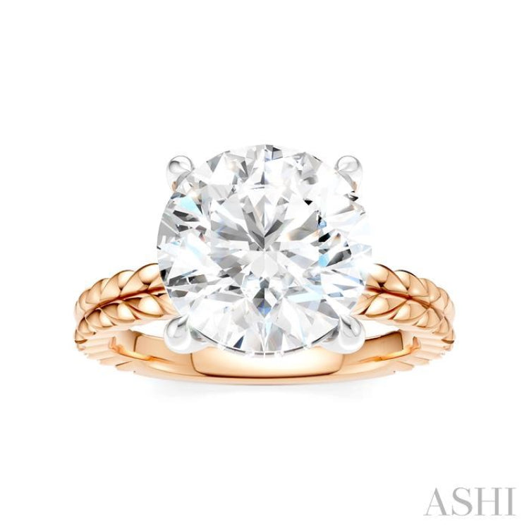 1/10 Ctw Circular Shape Round Cut Diamond Semi-Mount Engagement Ring in 14K Rose and White Gold