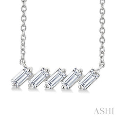 1/4 Ctw Semi-Reclined Baguette Cut Diamond Necklace in 14K White Gold