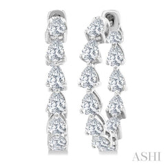 2 5/8 Ctw Inside-Out Pear Cut Diamond Fashion Hoop Earrings in 14K White Gold