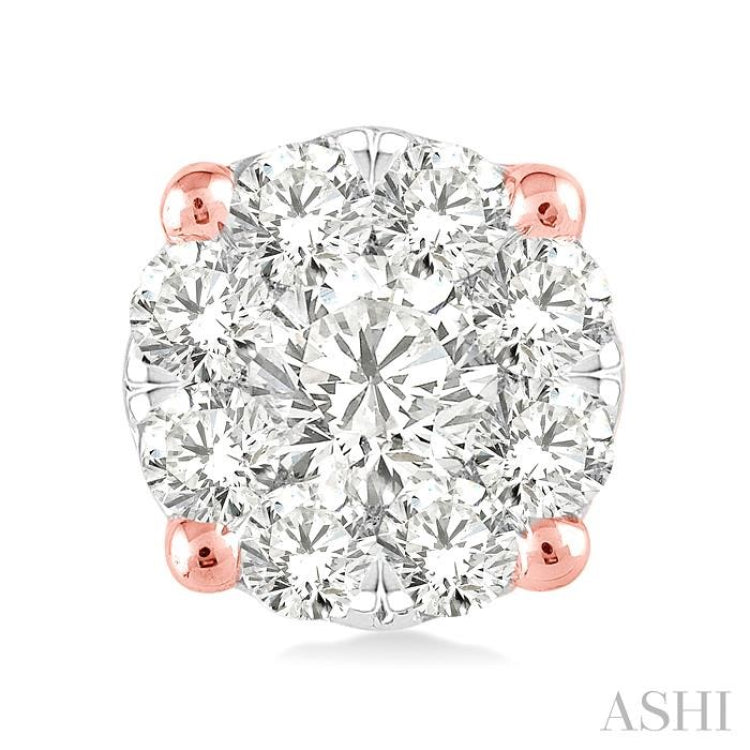 1/2 Ctw Lovebright Round Cut Diamond Stud Earrings in 14K Rose and White Gold