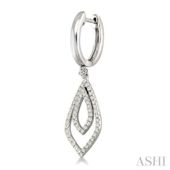 1/2 Ctw Round Cut Diamond Dangle Earrings in 14K White Gold