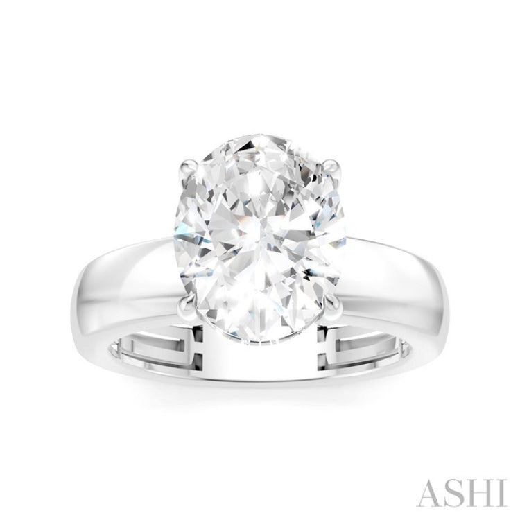 1/10 Ctw Oval Shape Round Cut Diamond Semi-Mount Engagement Ring in 14K White Gold