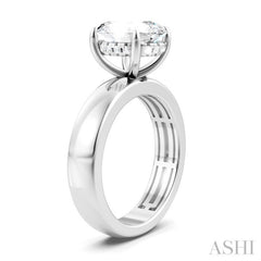 1/10 Ctw Oval Shape Round Cut Diamond Semi-Mount Engagement Ring in 14K White Gold