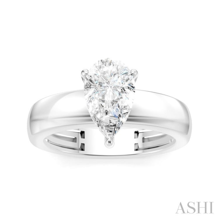 1/20 Ctw Pear Shape Round Cut Diamond Semi-Mount Engagement Ring in 14K White Gold