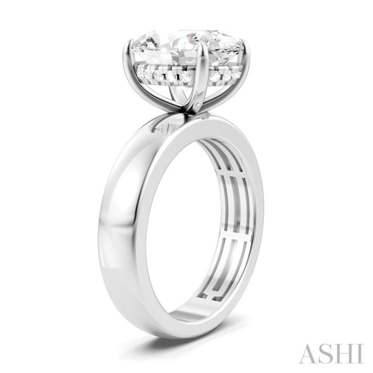 1/10 Ctw Oval Shape Round Cut Diamond Semi-Mount Engagement Ring in 14K White Gold