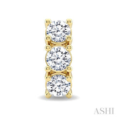 3/4 Ctw 3-Stone Round Cut Diamond Fashion Earrings in 14K Yellow Gold