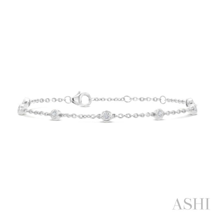 1/6 Ctw Round Cut Diamond Station Bracelet in Sterling Silver