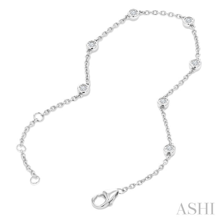 1/6 Ctw Round Cut Diamond Station Bracelet in Sterling Silver