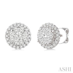 1 Ctw Lovebright Round Cut Diamond Earrings in 14K White Gold
