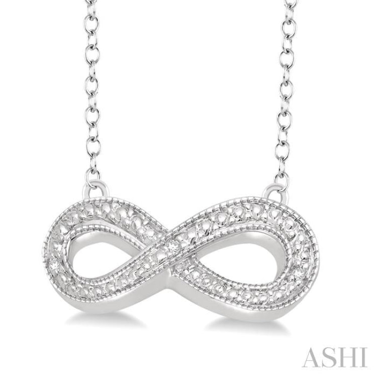 1/50 Ctw Single Cut Diamond Infinity Pendant in Sterling Silver with Chain