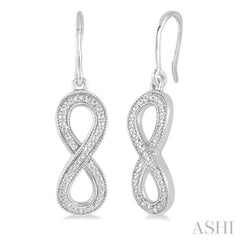 1/50 Ctw Single Cut Diamond Milgrain Finish Fashion Earrings in Sterling Silver